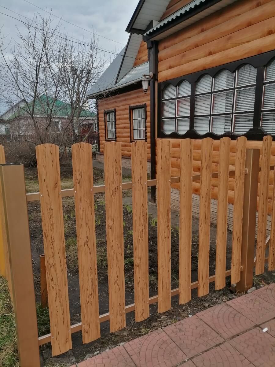 Забор из металлического штакетника 19м Кипарис 2xPrintech двусторонний в Тобольске