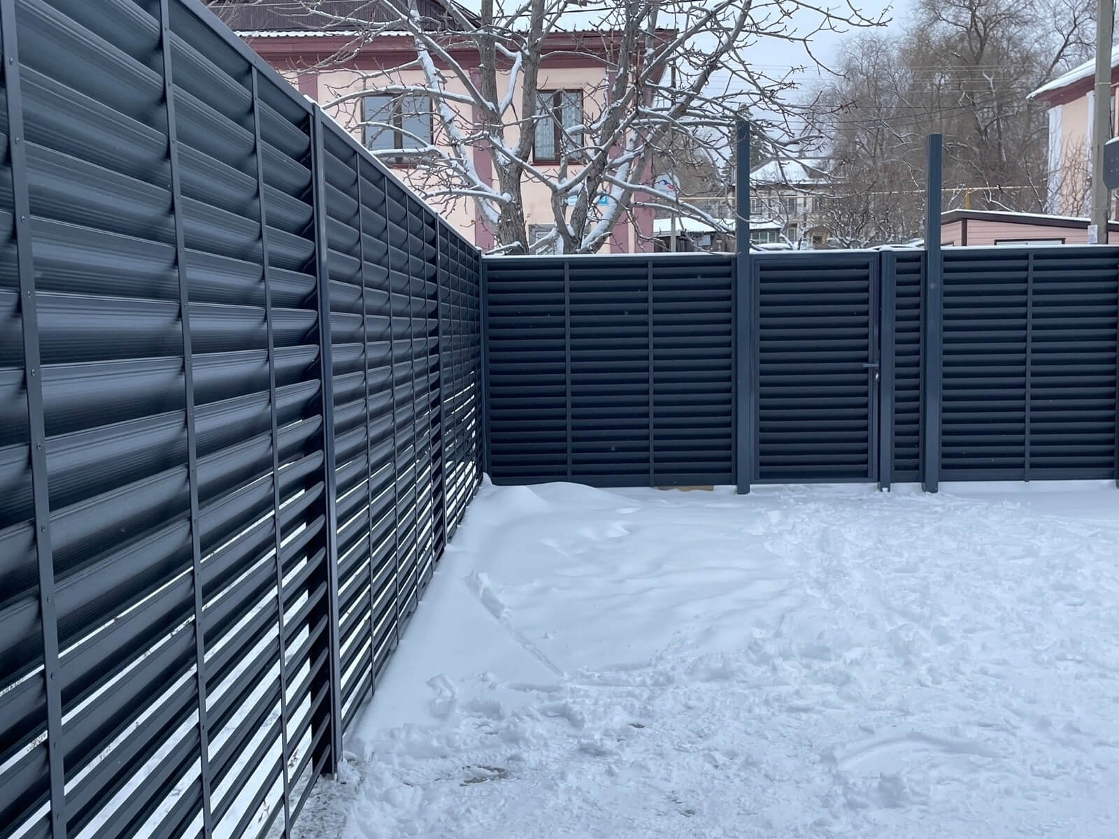 Забор-жалюзи 53м RAL7024/7024 Серый Графит двусторонний МАТТЕ фото 3 в Тобольске