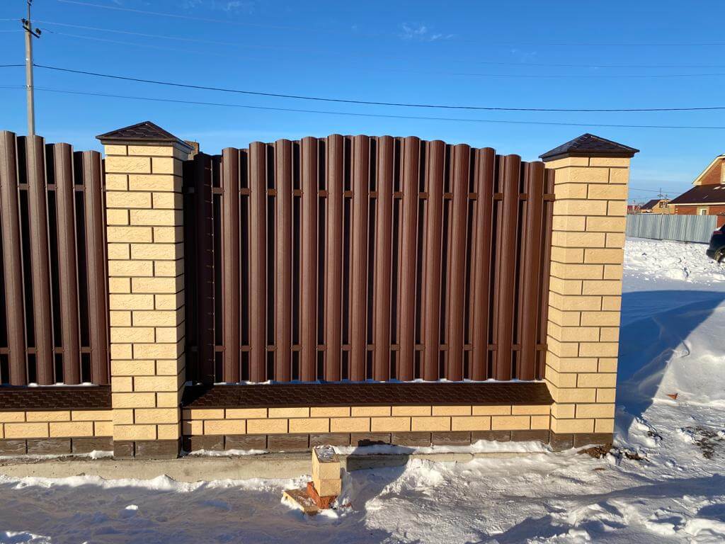 Забор из евроштакетника 57м RAL8017/8017 Шоколад двухсторонний МАТТЕ в Тобольске