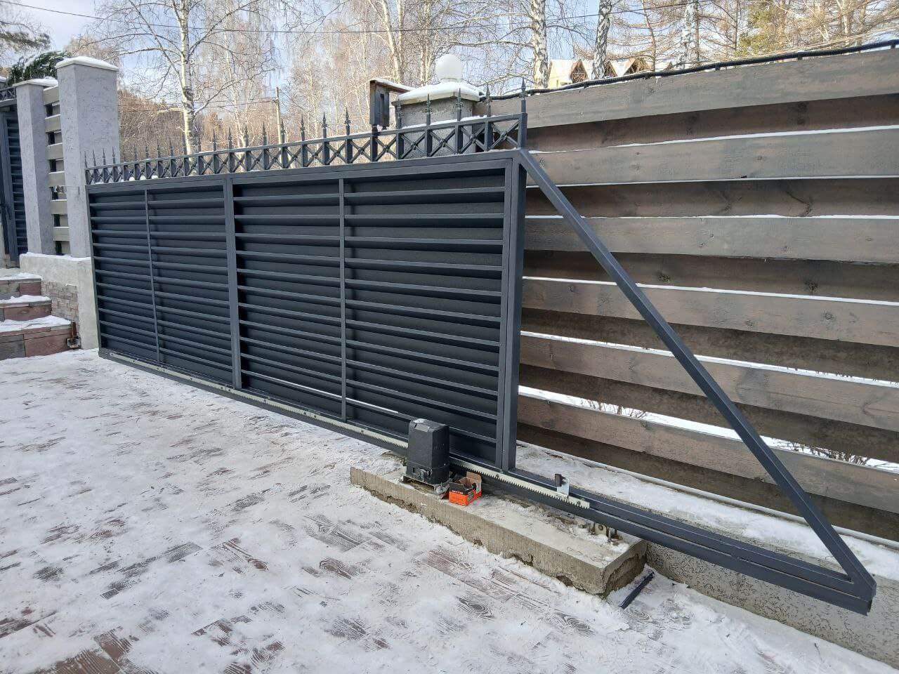 Входная группа из ламелей Хай-Тек RAL7024/7024 Серый Графит двусторонний МАТТЕ фото 23 в Тобольске